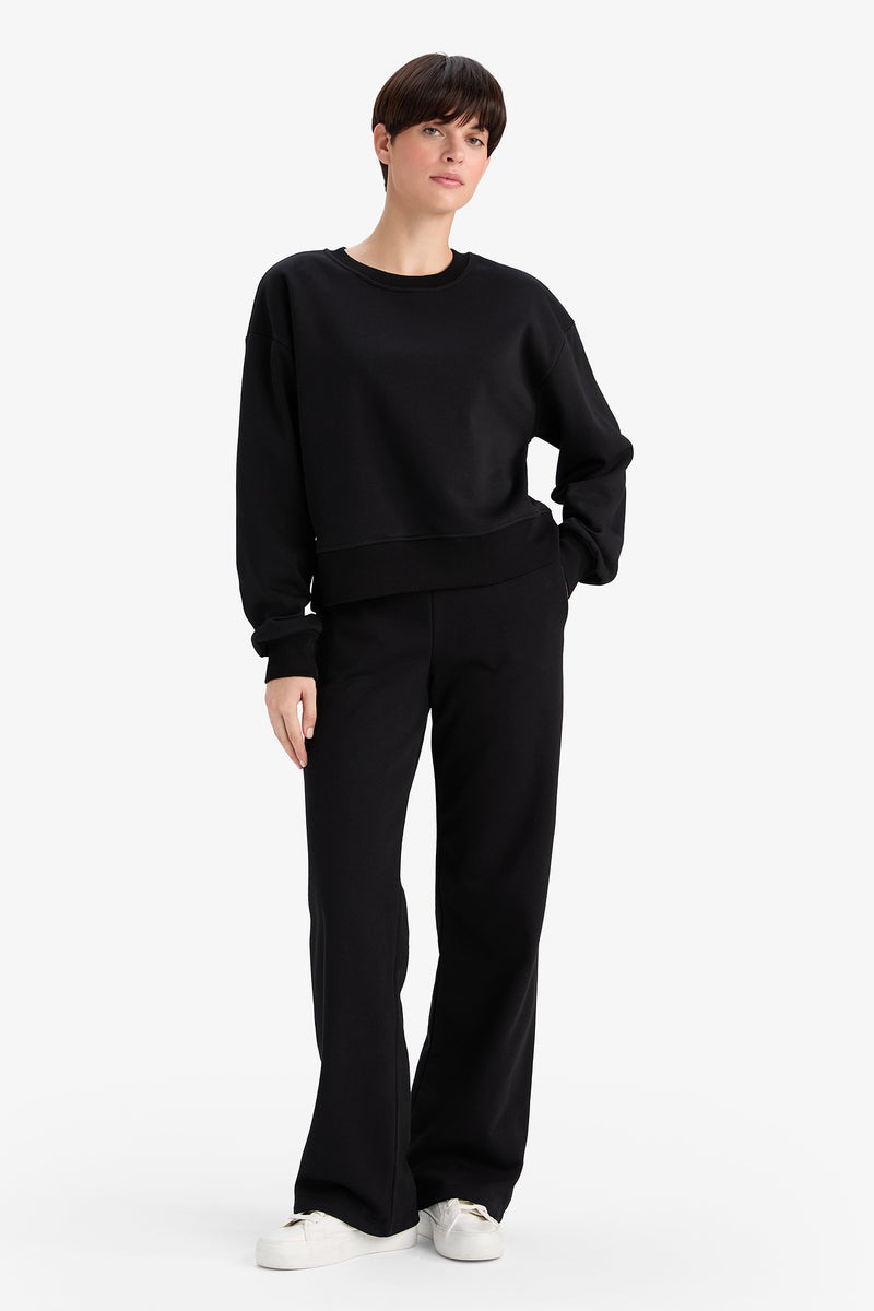 DeFacto Black Woman Straight Fit Basic High Waist Sweatpants Casual - Image 3